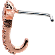 Load image into Gallery viewer, 20G 7mm Clear Gem Rose Gold Hue Starry Faux Hoop L Shape Nose Ring
