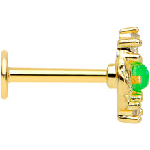 将图片加载到图库查看器,16G 5/16 Green Faux Opal Gold Tone Harvest Wreath Labret Tragus