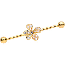 Load image into Gallery viewer, 14G Clear Gem Gold Tone Stylish Splat Industrial Barbell 38mm