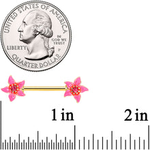 Load image into Gallery viewer, 14G 9/16 Pink Gem Gold Tone Exotic Floral Star Nipple Ring Set