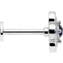 将图片加载到图库查看器,16G 5/16 Blue Gem Stylized Deco Cross Labret Monroe Tragus