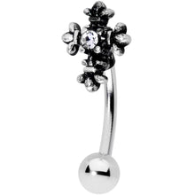 Load image into Gallery viewer, 16G 5/16 Clear Gem Renaissance Cross Curved Eyebrow Ring