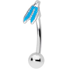 Load image into Gallery viewer, 16G 5/16 Aqua Feathers Southwestern Curved Eyebrow Ring
