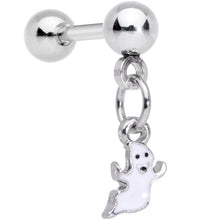 Load image into Gallery viewer, 16G 1/4 Clear Gem Happy Ghost Halloween Dangle Cartilage Earring