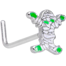 Load image into Gallery viewer, 20G 7mm Green Mummy Halloween L Shaped Nose Ring