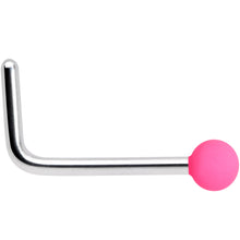 Load image into Gallery viewer, 20G 7mm Pink Matte 2mm L Shaped Nose Ring