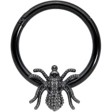 Load image into Gallery viewer, 16G 3/8 Black Creepy Insect Halloween Hinged Segment Ring