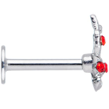 Load image into Gallery viewer, 16G 5/16 Red Gem Skeleton Hand Halloween Labret Monroe Tragus