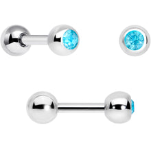 Load image into Gallery viewer, 16G 1/4 Aqua Aurora Gem Flower Cartilage Tragus Earring Set of 3