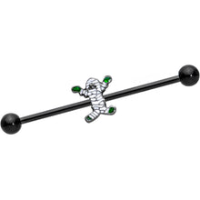 Load image into Gallery viewer, 14G Black Green Mummy Halloween Industrial Barbell 38mm