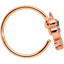 Load image into Gallery viewer, 20G 5/16 Green Gem Rose Gold Tone Royal Frog Nose Hoop