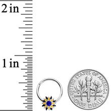 将图片加载到图库查看器,16G 3/8 Blue Faux Druzy Sunflower Hinged Segment Ring