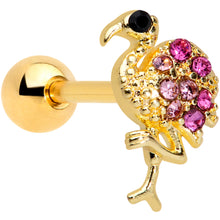 Load image into Gallery viewer, 16G 1/4 Pink Gem Gold Tone Fashion Flamingo Cartilage Tragus