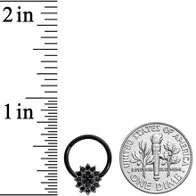 Load image into Gallery viewer, 16G 3/8 Black Gem Black Oval Hinged Segment Ring