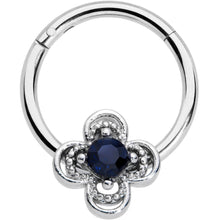 将图片加载到图库查看器,16G 3/8 Blue Gem Stylized Deco Cross Hinged Segment Ring