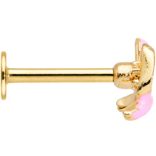 Load image into Gallery viewer, 16G 5/16 Pink Gem Gold Tone Pink Bow Labret Monroe Tragus