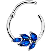 将图片加载到图库查看器,16G 3/8 Blue Gem Raindrop Hinged Segment Ring