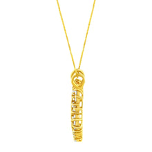 将图片加载到图库查看器,14K Yellow Gold Plated .925 Sterling Silver Brilliant-Cut Diamond Open Heart 18" Pendant Necklace (K-L Color, I1-I2 Clarity)