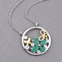 Load image into Gallery viewer, 1.35 Carat Genuine Emerald and White Topaz .925 Sterling Silver Pendant