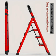 Load image into Gallery viewer, Folding 3/4-Step Ladder β Portable Steel Step Stool, Anti-Slip