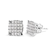 Load image into Gallery viewer, 10K White Gold 3/4 Cttw Princess Diamond Composite Cushion Shape Stud Earrings (I-J Color, I1-I2 Clarity)