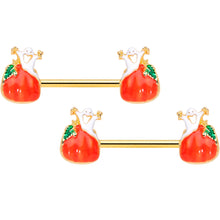 将图片加载到图库查看器,14G 9/16 Gold Tone Haunted Pumpkin Halloween Nipple Ring Set