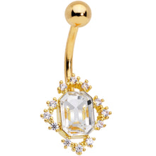 将图片加载到图库查看器,Clear CZ Gem Gold Tone Regal Rectangle Belly Ring