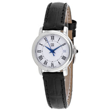 Load image into Gallery viewer, ESQ Women's Black Leather Silver Stainless Steel Quartz