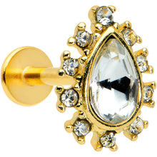 Load image into Gallery viewer, 16G 5/16 Clear Gem Gold Tone Drop Labret Monroe Tragus