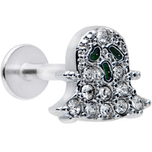 Load image into Gallery viewer, 16G 1/4 Clear Gem Scary Ghost Halloween Labret Monroe Tragus