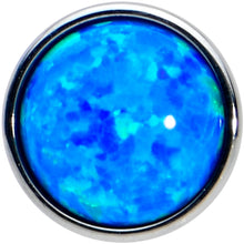 Load image into Gallery viewer, Blue Synthetic Opal Flat Top Barbell Tongue Ring