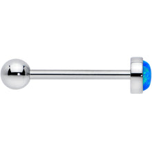 Load image into Gallery viewer, Blue Synthetic Opal Flat Top Barbell Tongue Ring