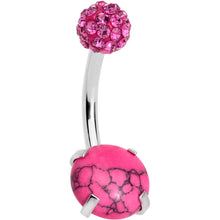 Load image into Gallery viewer, Pink Faux Turquoise Disco Ball Belly Ring