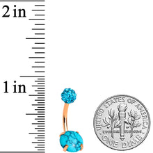 Load image into Gallery viewer, Aqua Faux Turquoise Gold Tone Disco Ball Belly Ring