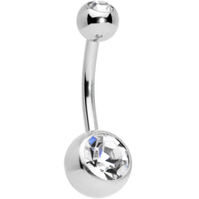 Load image into Gallery viewer, Clear Aurora Gem UV Glow Disco Belly Ring Set of 4