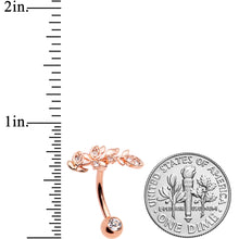 Load image into Gallery viewer, Clear Gem Rose Gold Tone Branch Leaf Belly Ring