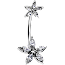 将图片加载到图库查看器,Clear Gem Starry Flower Double Mount Belly Ring