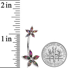将图片加载到图库查看器,Dark Aurora Clear Gem Starry Flower Double Mount Belly Ring