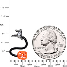 Load image into Gallery viewer, 14G 3/8 Black Witch Cap Pumpkin Halloween Spiral Twister Belly Ring