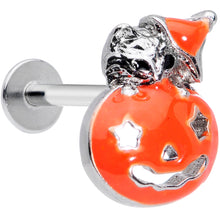 Load image into Gallery viewer, 16G 5/16 Cat Pumpkin Halloween Labret Monroe Tragus