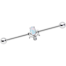 Load image into Gallery viewer, 14G White Synthetic Opal Tulip Flower Industrial Barbell 38mm