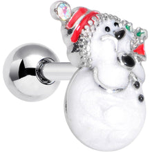 Load image into Gallery viewer, 16G 1/4 Aurora Gem Snowman Christmas Cartilage Tragus Earring