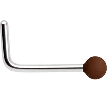 Load image into Gallery viewer, 20G 7mm Dark Brown Matte 2mm L Shaped Nose Ring