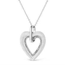 将图片加载到图库查看器,.925 Sterling Silver Prong-Set Diamond Accent Double Heart 18" Pendant Necklace (I-J Color, I1-I2 Clarity)