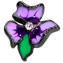 Load image into Gallery viewer, 16G 5/16 Clear Gem Black Iris Flower Labret Monroe Tragus