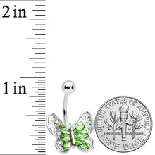 Load image into Gallery viewer, Green Gem Lacy Butterfly Belly Ring