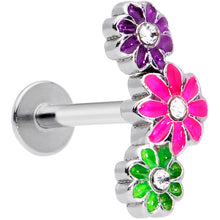 Load image into Gallery viewer, 16G 5/16 Clear Gem Triple Flower Garland Labret Monroe Tragus