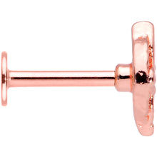 Load image into Gallery viewer, 16G 5/16 Clear Gem Rose Gold Tone Pink Cross Labret Monroe Tragus