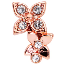 Load image into Gallery viewer, 20G 5/16 Clear Gem Rose Gold Tone Glam Butterfly Flower Nose Hoop