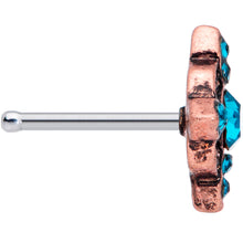 Load image into Gallery viewer, 20G 1/4 Aqua Gem Rose Gold Tone Renaissance Nose Bone